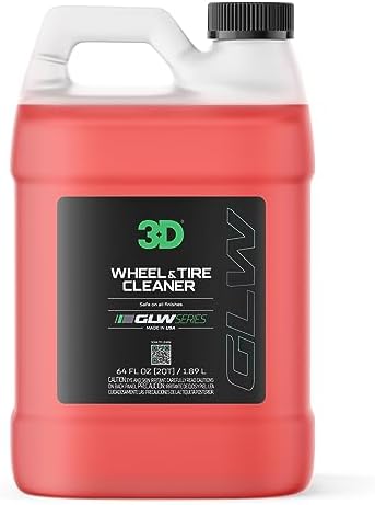 3D Wheel and Tire Cleaner, GLW Series | Ultimate Deep Clean | All-in-One Wheel & Tire Cleaner Removes Dirt, Grime, Brake Dust, Tire Browning | Safe on All Wheels | DIY Car Detailing | 64 oz