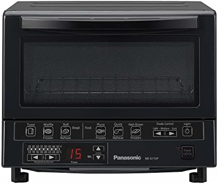 Panasonic NB-G110P-K Toaster Oven FlashXpress with Double Infrared Heating and Removable 9-Inch Inner Baking Tray, 1300W, 4-Slice, Black