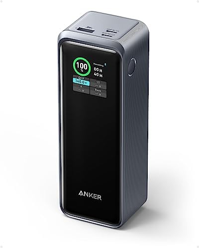 Anker Prime Power Bank, 27,650mAh 3-Port 250W Portable Charger (99.54Wh) Smart App, Compatible with MacBook Pro/Air, iPhone 15/14/13 Series, Samsung, Dell, and More (Charging Base Not Included)