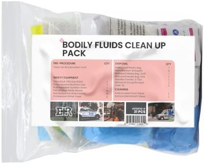 Ever Ready First Aid Bodily Fluids Clean Up Refill Kit with Instructions, OSHA Compliant - 31 Pieces