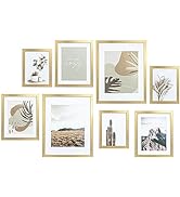ArtbyHannah 8 Pack Modern Gallery Wall Frame Set, Gold Picture Frames Collage Wall Decor for Home...