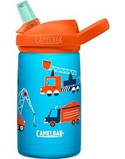 CamelBak Eddy+ Kids Water Bottle with Straw, Insulated Stainless Steel - Leak-Proof When Closed, 12oz, Construction and Cranes