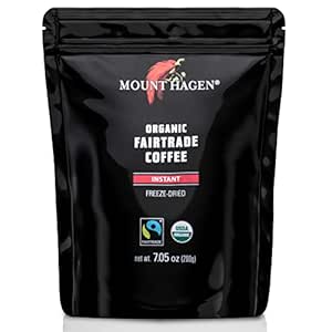 Mount Hagen 7.05oz Organic Freeze Dried Instant Coffee | Eco-friendly Instant Coffee, Medium Roast Arabica Beans | Organic, Fair-Trade, Freeze-Dried Instant Coffee in Resealable Pouch Bag [7.05oz]