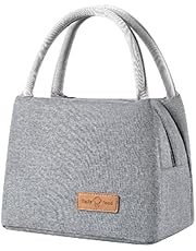 Lunch Bags Cooler Tote for Women Men Kids, MH MOIHSING Portable Insulated Thermal Lunch Tote Bag, Leakproof Lunch Box Canvas Cold Food Container for Office Work School Picnic, Travel Lunchbox - Gray
