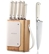 CAROTE 6PCS Knife Set for Kitchen with Block, Stainless Steel Blade for Precise Cutting, Razor-Sh...