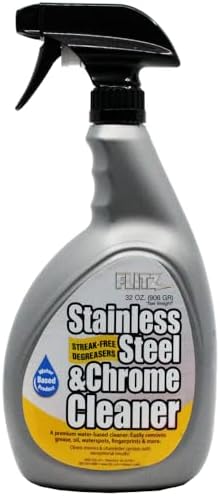 Flitz Stainless Steel Cleaner and Polish For Appliances, Streak Free Shine for Refrigerators, Dishwashers, Sinks, BBQ Grills, Ovens and More, 32 oz