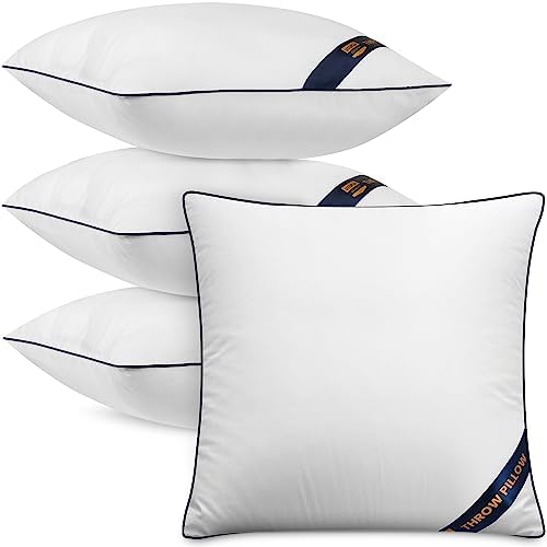 Utopia Bedding Throw Pillow Inserts (Pack of 4, White), 18 x 18 Inches Decorative Indoor Pillows for Sofa, Bed, Couch, Cushion Sham Stuffer