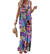 YESNO Women's Summer Casual Overalls Loose Wide Leg Jumpsuits Boho Floral Printed Baggy Rompers w...