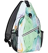 MOSISO Sling Backpack, Multipurpose Travel Hiking Daypack Rope Crossbody Shoulder Bag Marble MO-M...