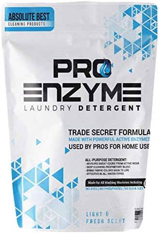 Pro-Enzyme Laundry Detergent Powder, Non-Irritating Professional Strength Natural Active Enzymes - Powerful Sweat, Odor & Stain Remover for Activewear, Clothing, Bedding, Use in All Machines, 96 Loads