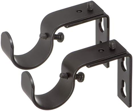 Ivilon Short Projection Brackets for Curtain Rods - for 1 or 1 1/8 Inch Rods. Set of 2 - Antique Black