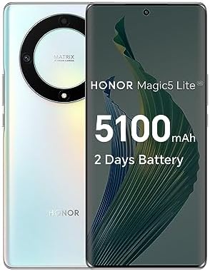 HONOR Magic 5 Lite, Sim-Free & Unlocked Mobile Phones, 5G Smartphone, 8GB+256GB, 6,67” Curved AMOLED 120Hz Display, 64MP Triple Rear Camera, 5100 mAh Battery, Dual SIM, Android 12