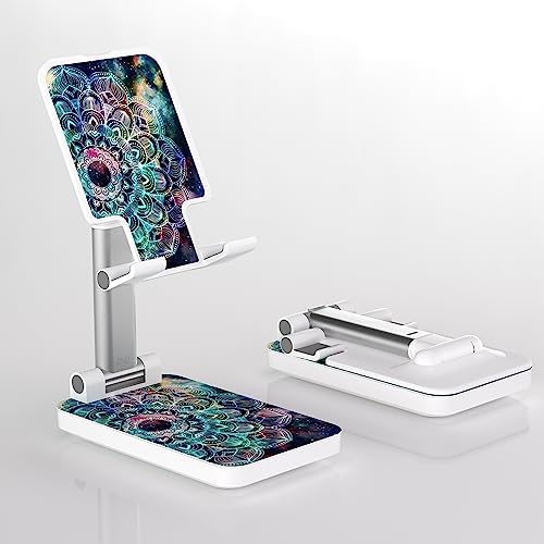 Weaninyiu Cell Phone Stand, Foldable Phone Stand for Desk, Angle Height Adjustable Phone Stand Portable Phone Holder for Desk, All Smart Phones Accessories Phone Holder (Blue Datura)