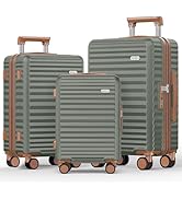 SHOWKOO Set Valigie 3 Rigide Espandibili 100% PC Set Trolley Bagaglio a Mano Valigia Viaggio Cabi...