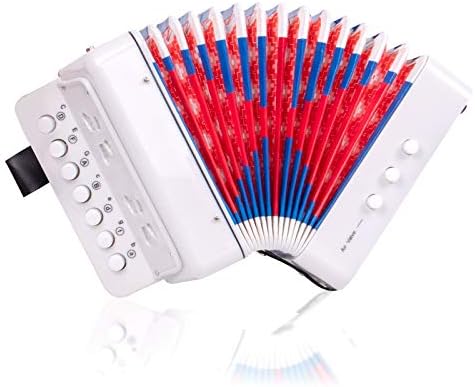 Button Accordion, Horse 10 Keys Control Kids Accordion Musical Instruments for Kids Children Beginners Lightweight and Environmentally-friendly (White)