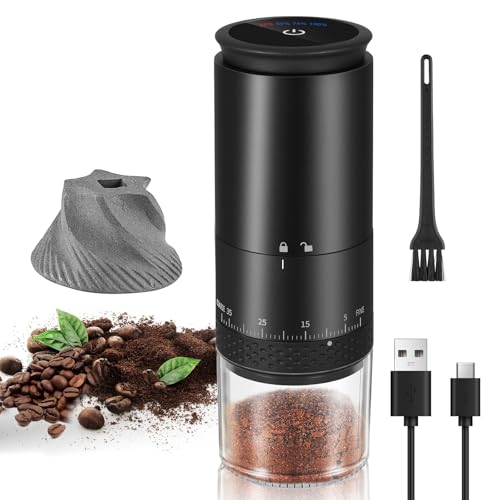 Loodmeo Electric coffee grinder, external adjustment setting, electric portable coffee grinder, USB charging, ceramic core ge