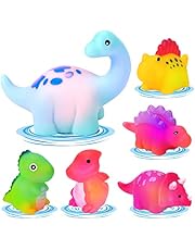 REMOKING 6 PCS Light Up Floating Dinosaur Bath Toys for Baby,Flashing Colourful LED Bathtub Toys, Infants Toddler Child Preschool Bathroom Shower Water Tub Games Swimming Pool Party Birthday Gifts