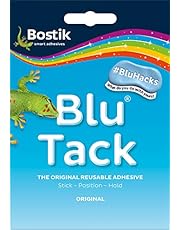 Bostik Blu Tack, Multipurpose Reusable Adhesive, Clean, Safe &amp; Easy to Use, Non-Toxic, Handy Size, Colour: Blue