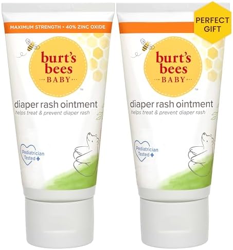 Burt's Bees Baby Diaper Rash Cream, 40% Zinc Oxide Calms & Soothes Skin for Fast Relief, Eczema Safe Balm, 100% Natural Origin Plant Based Formula, Pediatrician Tested, Travel Size, 6 oz (3 oz 2-Pack)