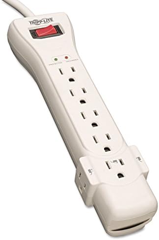 Tripp Lite 7 Outlet Surge Protector Power Strip, 7ft Cord, Right Angle Plug, 2160 Joules, & $75,000 INSURANCE (SUPER7) Ivory