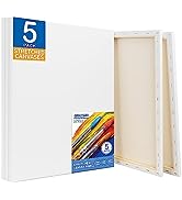 FIXSMITH Stretched White Blank Canvas - 16x20 Inch, 5 Pack,Primed Large Canvas,100% Cotton,5/8 In...