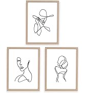 ArtbyHannah 11x14 Inch Framed Minimalist Wall Art Set with Framed Pictures Woman's Body Shape Lin...