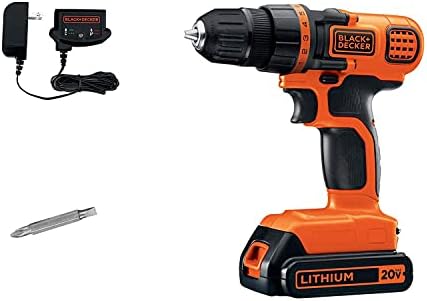 BLACK+DECKER 20V MAX Cordless Drill and Driver, 3/8 Inch, With LED Work Light, Battery and Charger Included (LDX120C)