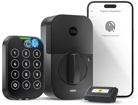 Yale Assure Deadbolt Lock 2 Touch, Black Suede Smart Keyless Entry Door Lock with Wi-Fi Connected Touch Keypad and Fingerprint Scanner, YRD450-F-WF1-BSP
