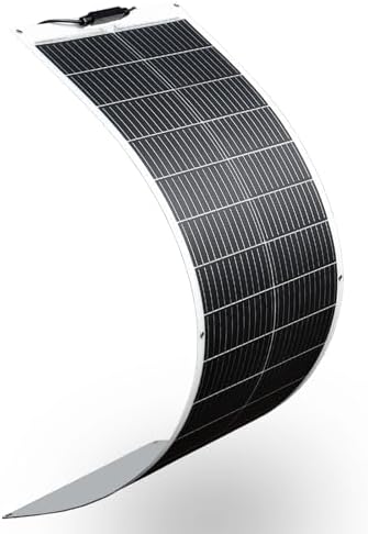 Flexible Solar Panel 100W 12V Monocrystalline Solar Cell Fiberglass Lightweight Bendable Charge for RV Trailer Boat Cabin Van Car Uneven Surfaces (White)