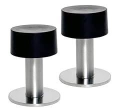 youguobeier Adhesive Door Stops Pack of 2, Heavy Duty Stainless Steel and Rubber Stopper for Doors with Stickers, Black Wal…