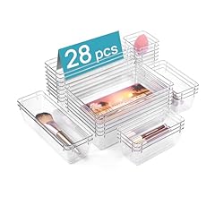 Vtopmart 28-teiliges Schubladen-Organizer-Set aus transparentem Kunststoff