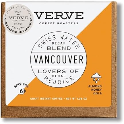 Verve Coffee Roasters Craft Instant Coffee Vancouver Swiss Water Decaf | Medium Roast, Ground, Hand-Roasted | Enjoy Hot or Cold | Up to 6 Servings