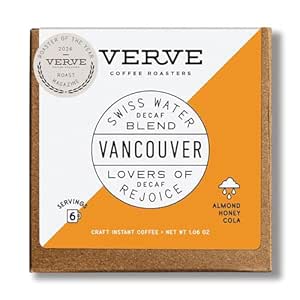 Verve Coffee Roasters Craft Instant Coffee Vancouver Swiss Water Decaf | Medium Roast, Ground, Hand-Roasted | Enjoy Hot or Cold | Up to 6 Servings