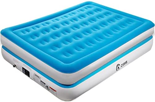 Ciays Air Mattress Twin, 16" Blow Up Mattress for Home and Camping, Flocked Top Inflatable Air Bed for Guests, Family, Blue