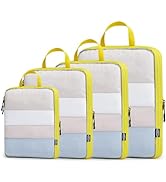 G4Free Compression Packing Cubes for Suitcase, See-through Lightweight 4 Set Travel Packing Cubes...