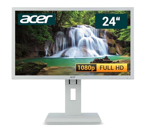 Acer B24 24 Zoll Business Computer Monitor, Desktop Gaming Monitor, Full HD (VGA - DVI - VESA), PC Bildschirm, Weiß/Hellgrau 