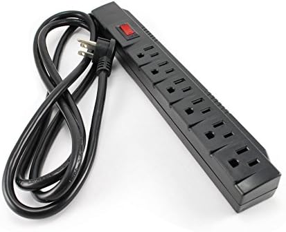 CablesOnline 6 Outlet Surge Strip, Horizontal, 250 Joules, (6 ft.) Cable, with Right Angle Plug