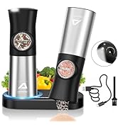 ABLEGRID Gravity Electric Salt and Pepper Grinder Set,Rechargeable Automatic Salt & Pepper Mill G...