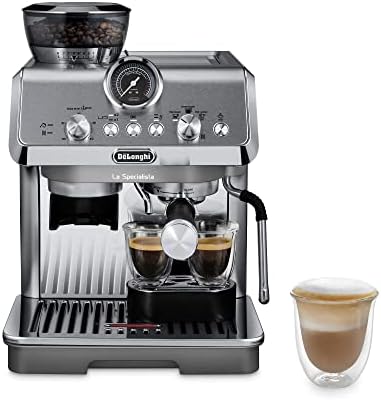 De'Longhi La Specialista Espresso Machine with Grinder, Steamer, Milk Frother, 1450W, Metal, Barista Kit