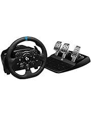 Logitech G G923 Racing Wheel and Pedals, TRUEFORCE up to 1000 Hz Force Feedback, Responsive Driving Design, Dual Clutch Launch Control, Genuine Leather Wheel Cover, for PS5, PS4, PC, Mac - Black