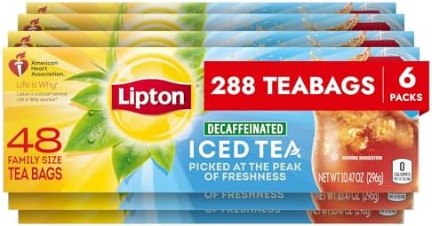 Lipton Decaf Black Iced Tea Bags, 48 Total Tea Bags