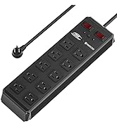 CRST 1875W Heavy Duty Power Strips with Individual Switches Metal Case, 15A Circuit Breaker(1020J...