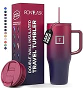 IRON °FLASK Co-Pilot Insulated Mug w/Straw & Flip Cap Lids - Cup Holder Bottle for Hot, Cold Drin...