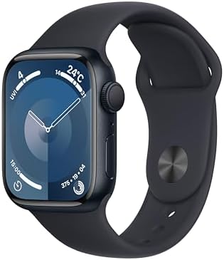 Apple Watch Series 9（GPSモデル）- 41mmミッドナイトアルミニウムケースとミッドナイトスポーツバンド - S/M