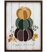 ArtbyHannah Fall Wall Deocr Framed 3d Fall Wall Art, Fall Pumpkin Pictures Decor Rustic Autumn De...