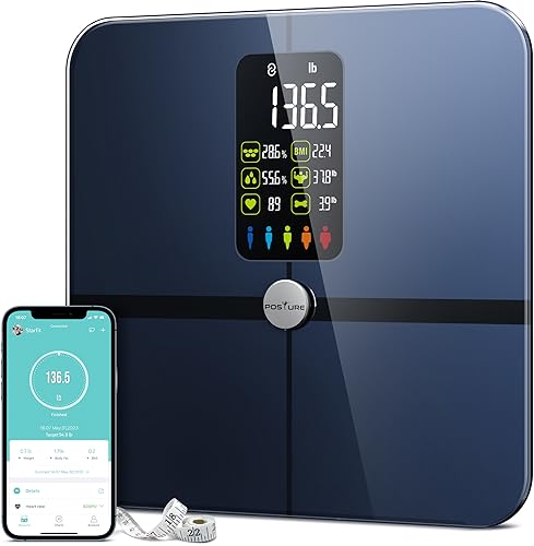 Body Fat Scale, Posture Extra Large Display Digital Bathroom Wireless Weight Scale Composition Analyzer with Heart Rate Heart