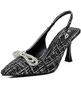 Trary Kitten Heels for Women,Women's Pumps, Slingback Heels for Women, Rhinestone Heels Shining B...