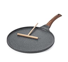 SENSARTE Nonstick Crepe Pan, Swiss Granite Coating Dosa Pan Pancake Flat Skillet Tawa Griddle 10-Inch with Stay-Cool Handle…