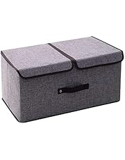 Cloth Foldable Storage Cubes Bin Box Containers with Lid and Handles for Apply to Underwear, toys, Books, sundries, snacks Storage box S8 (36X25X16cm(14x9.8x6.3 inches), grey)