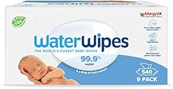 WaterWipes Plastic-Free Original Baby Wipes, 540 Count (9 packs), 99.9% Water Based Wipes, Unscented for Sensi